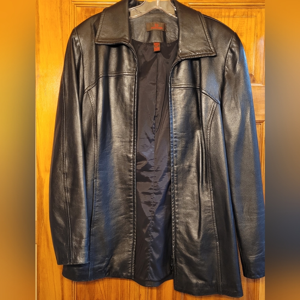 Genuine Leather Jacket Coat, Black